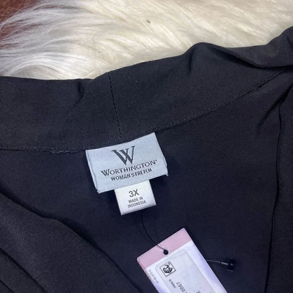 Worthington black faux wrap fitted high belted dress sz 3X - Picture 3 of 9